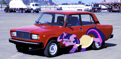 Size: 1200x583 | Tagged: safe, edit, twilight sparkle, g4, barely pony related, car, irl, lada, photo, ponies in real life, russian, vaz-2107