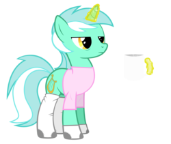 Size: 1708x1439 | Tagged: safe, artist:flare-chaser, lyra heartstrings, pony, unicorn, g4, clothes, coffee, cute, female, lazy, mare, morning, mug, pajamas, shirt, simple background, socks, solo, tired, transparent background