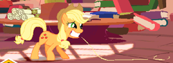 Size: 707x260 | Tagged: safe, applejack, fighting is magic, g4, female, lasso, solo