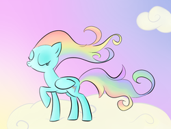 Size: 1024x768 | Tagged: safe, artist:carla-92, rainbow dash, g4, cloud, eyes closed, female, heaven, smiling, solo