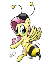 Size: 875x1153 | Tagged: safe, artist:saymanhd, fluttershy, pegasus, pony, g4, it ain't easy being breezies, animal costume, bee costume, butt, butt shake, clothes, costume, cute, female, flutterbee, flying, happy, plot, shyabetes, simple background, solo, transparent background