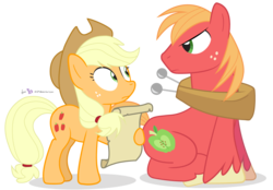 Size: 1080x750 | Tagged: safe, artist:dm29, applejack, big macintosh, earth pony, pony, g4, annoyed, duo, list, male, simple background, stallion, transparent background