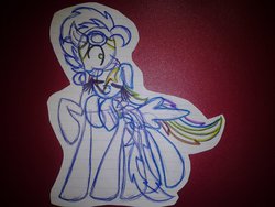 Size: 1024x768 | Tagged: safe, artist:swirlyquill, rainbow dash, soarin', g4, female, male, paper, ship:soarindash, shipping, straight, traditional art