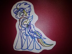 Size: 1024x768 | Tagged: safe, artist:swirlyquill, rainbow dash, soarin', g4, female, male, paper, ship:soarindash, shipping, straight, traditional art