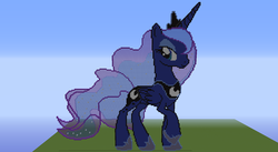 Size: 1366x746 | Tagged: safe, princess luna, alicorn, pony, g4, female, mare, minecraft, minecraft pixel art, pixel art, solo