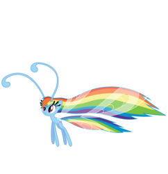 Size: 5800x6000 | Tagged: safe, artist:midnight--blitz, rainbow dash, breezie, g4, it ain't easy being breezies, .ai available, absurd resolution, antennae, breeziefied, female, insect wings, long hair, long tail, rainbow breez, simple background, small, smiling, solo, species swap, thick eyelashes, transparent background, vector, wings