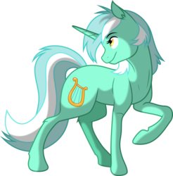 Size: 3965x4024 | Tagged: safe, artist:overdriv3n, lyra heartstrings, pony, unicorn, g4, cutie mark, female, horn, looking back, raised hoof, realistic, realistic horse legs, simple background, solo, transparent background