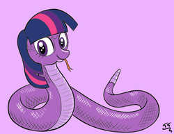Size: 3850x2975 | Tagged: safe, artist:tomtornados, twilight sparkle, rattlesnake, snake, g4, female, forked tongue, puns in the comments, solo, species swap, tongue out, twilight snakle, wallpaper