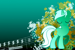 Size: 1619x1080 | Tagged: safe, artist:xwhitedreamsx, edit, lyra heartstrings, g4, eyes closed, female, solo, vector, wallpaper