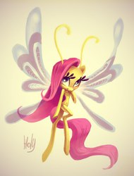 Size: 780x1024 | Tagged: safe, artist:holivi, fluttershy, breezie, g4, belly button, female, skinny, solo, thin