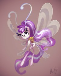 Size: 823x1024 | Tagged: safe, artist:holivi, breezie, g4, basket, belly button, female, flying, long legs, smiling, solo