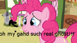 Size: 300x168 | Tagged: safe, edit, pinkie pie, ghost, g4, 2spooky, meme, scary