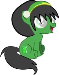 Size: 990x1244 | Tagged: safe, artist:creshosk, earth pony, pony, avatar the last airbender, blind, foal, ponified, solo, toph bei fong