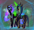 Size: 2000x1746 | Tagged: safe, artist:ryuredwings, nightmare moon, queen chrysalis, alicorn, changeling, changeling queen, pony, g4, crown, drink, female, glowing, glowing horn, horn, jewelry, magic, regalia, transparent wings, wings