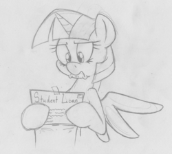 Size: 500x447 | Tagged: safe, artist:dfectivedvice, twilight sparkle, alicorn, pony, g4, female, grayscale, letter, mare, monochrome, reading, sketch, solo, traditional art, twilight sparkle (alicorn)