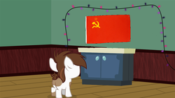 Size: 1047x589 | Tagged: safe, artist:evil-dec0y, pipsqueak, earth pony, pony, g4, colt, communism, exploitable meme, flag, male, meme, pipsqueak's shrine, shrine, solo, soviet union