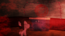 Size: 800x451 | Tagged: safe, artist:evil-dec0y, pipsqueak, earth pony, pony, g4, colt, exploitable, exploitable meme, konami, male, meme, pipsqueak's shrine, shrine, silent hill, solo