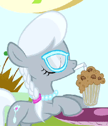 Size: 514x600 | Tagged: safe, screencap, silver spoon, earth pony, pony, g4, pinkie pride, animated, drink, drinking, female, milkshake, solo, sucking, table