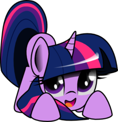 Size: 432x444 | Tagged: safe, artist:mindofnoodles, twilight sparkle, g4, cute, face down ass up, female, happy, looking at you, mare, open mouth, simple background, smiling, solo, svg, transparent background, twiabetes, vector