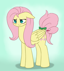 Size: 500x560 | Tagged: safe, artist:marindashy, fluttershy, g4, annoyed, female, floppy ears, frown, solo, tail bow, unamused