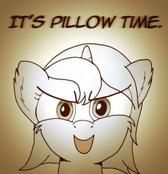 Size: 641x661 | Tagged: safe, artist:arvaus, princess luna, ask woona and tia, g4, cute, female, filly, looking at you, pillow, smiling, solo, woona