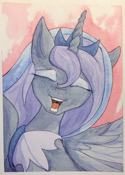 Size: 2000x2800 | Tagged: safe, artist:ruby, princess luna, g4, female, high res, solo, traditional art