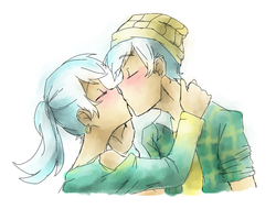 Size: 1344x1024 | Tagged: safe, artist:annie-aya, lyra heartstrings, human, g4, duo, female, guyra, humanized, kiss on the lips, kissing, male, rule 63, selfcest, shipping, straight