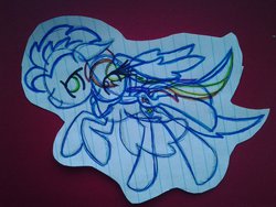 Size: 1024x768 | Tagged: safe, artist:swirlyquill, rainbow dash, soarin', g4, female, male, paper, ship:soarindash, shipping, straight, traditional art