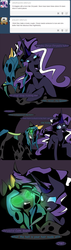 Size: 980x3440 | Tagged: safe, artist:lollypopa, nightmare rarity, queen chrysalis, ask thequeens, g4, comic, female, lesbian, nightmare rarilis, shipping, tumblr