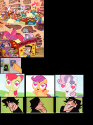 Size: 1156x1556 | Tagged: safe, apple bloom, scootaloo, sweetie belle, g4, craig mccracken, cutie mark crusaders, magazine, slumbering with the enemy, the powerpuff girls