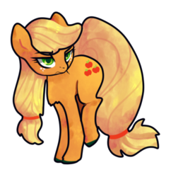 Size: 389x402 | Tagged: safe, artist:burgerlicious, applejack, g4, female, frown, glare, simple background, solo, standing