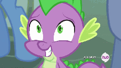 Size: 640x360 | Tagged: safe, screencap, spike, g4, it ain't easy being breezies, animated, cute, hub logo, spikabetes, squee