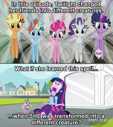 Size: 1280x1440 | Tagged: safe, screencap, applejack, fluttershy, pinkie pie, rainbow dash, rarity, spike, twilight sparkle, breezie, dog, equestria girls, g4, it ain't easy being breezies, headcanon, image macro, mane six, meme, text, twilight sparkle (alicorn)