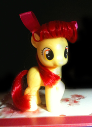 Size: 1117x1536 | Tagged: safe, artist:narxinba222, apple bloom, g4, brushable, customized toy, female, irl, photo, toy