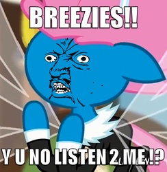 Size: 606x622 | Tagged: safe, seabreeze, g4, it ain't easy being breezies, bloodshot eyes, male, meme, y u no