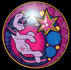 Size: 780x768 | Tagged: safe, artist:narxinba222, twilight sparkle, g4, disney, dive to the heart, female, kingdom hearts, solo, stained glass