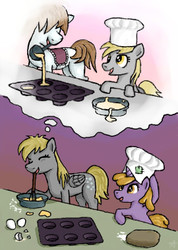 Size: 270x380 | Tagged: safe, artist:grotar00, derpy hooves, dinky hooves, pegasus, pony, g4, baking, equestria's best mother, female, mare, mother, mother and daughter, muffin