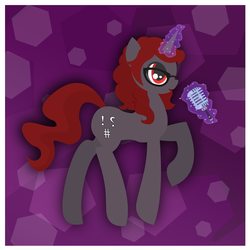 Size: 1536x1536 | Tagged: safe, artist:narxinba222, oc, oc only, oc:curse word, pony, unicorn, female, glasses, magic, mare, microphone, solo