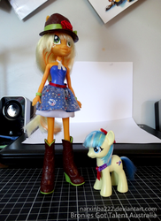 Size: 970x1333 | Tagged: safe, artist:narxinba222, applejack, coco pommel, pony, equestria girls, g4, customized toy, doll, female, irl, photo, toy