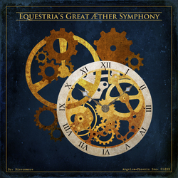 Size: 4500x4500 | Tagged: safe, artist:sitrirokoia, absurd resolution, album cover, drdissonance, equestria's great aether symphony, gears, music, soundtrack, steampunk