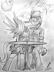 Size: 480x640 | Tagged: safe, artist:451kitkat, big macintosh, fluttershy, earth pony, anthro, g4, blushing, cheek kiss, female, kissing, male, monochrome, ship:fluttermac, shipping, sketch, straight