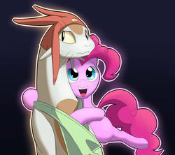 Size: 1991x1765 | Tagged: safe, artist:gsphere, pinkie pie, g4, crossover, hug, meow, space dandy