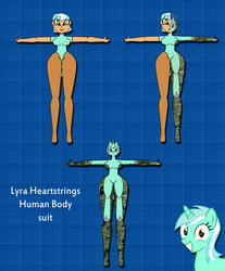 Size: 1968x2372 | Tagged: safe, artist:odiz, lyra heartstrings, human, robot, anthro, g4, bodysuit, disguise, mechanized