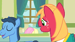 Size: 500x281 | Tagged: safe, edit, edited screencap, screencap, big macintosh, fluttershy, toe-tapper, earth pony, pony, filli vanilli, g4, animated, ass up, butt, butt shake, eyes on the prize, female, flutterbutt, loop, male, mare, out of context, plot, reversed, stallion, sweat