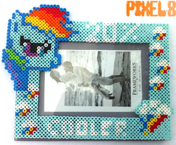 Size: 700x577 | Tagged: safe, artist:seethecee, rainbow dash, g4, craft, frame, perler beads, photo, picture frame