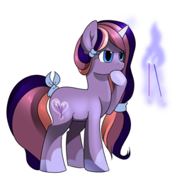 Size: 2000x2000 | Tagged: safe, artist:redember00, oc, oc only, oc:lavender, pony, unicorn, high res, magic, solo, tail bow