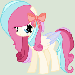 Size: 726x733 | Tagged: safe, artist:saramanda101, oc, oc only, pegasus, pony, adoptable, adopted, bow, magical lesbian spawn, offspring, parent:coco pommel, parent:diamond rose, simple background, solo