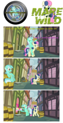 Size: 1280x2500 | Tagged: safe, bon bon, lyra heartstrings, pinkie pie, sweetie drops, g4, comic, cupcake, lyra riding bon bon, mare vs wild, ponies riding ponies, riding, survivormare