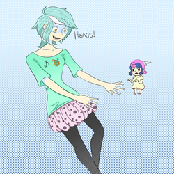 Size: 2000x2000 | Tagged: safe, artist:hartnote, bon bon, lyra heartstrings, sweetie drops, human, g4, high res, humanized