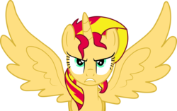 Size: 2231x1400 | Tagged: safe, artist:mighty355, sunset shimmer, alicorn, pony, equestria girls, g4, princess twilight sparkle (episode), alicornified, angry, female, frown, race swap, shimmercorn, simple background, solo, transparent background, vector, wings